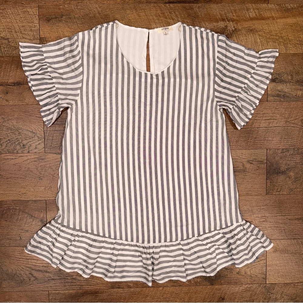 Umgee Striped Ruffle Hem Dress – Size Medium